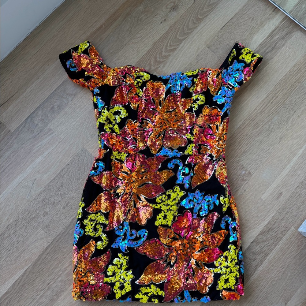 Petite - Dress the Population Sequin Mini Dress - NEW + Hemmed Extra Short